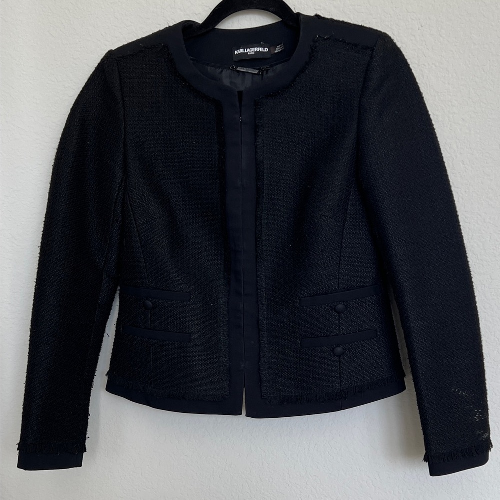 Karl Lagerfeld Black Tweed Blazer - Picture 1 of 7